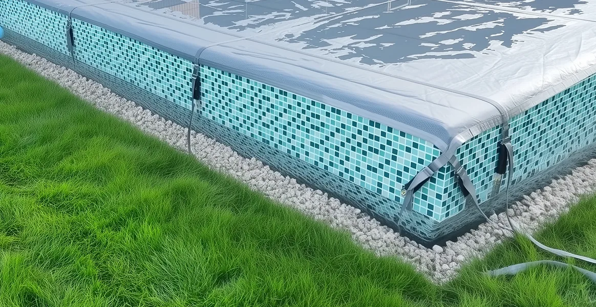 Покрывало для бассейна под снегом — защита зимой в Ангарске